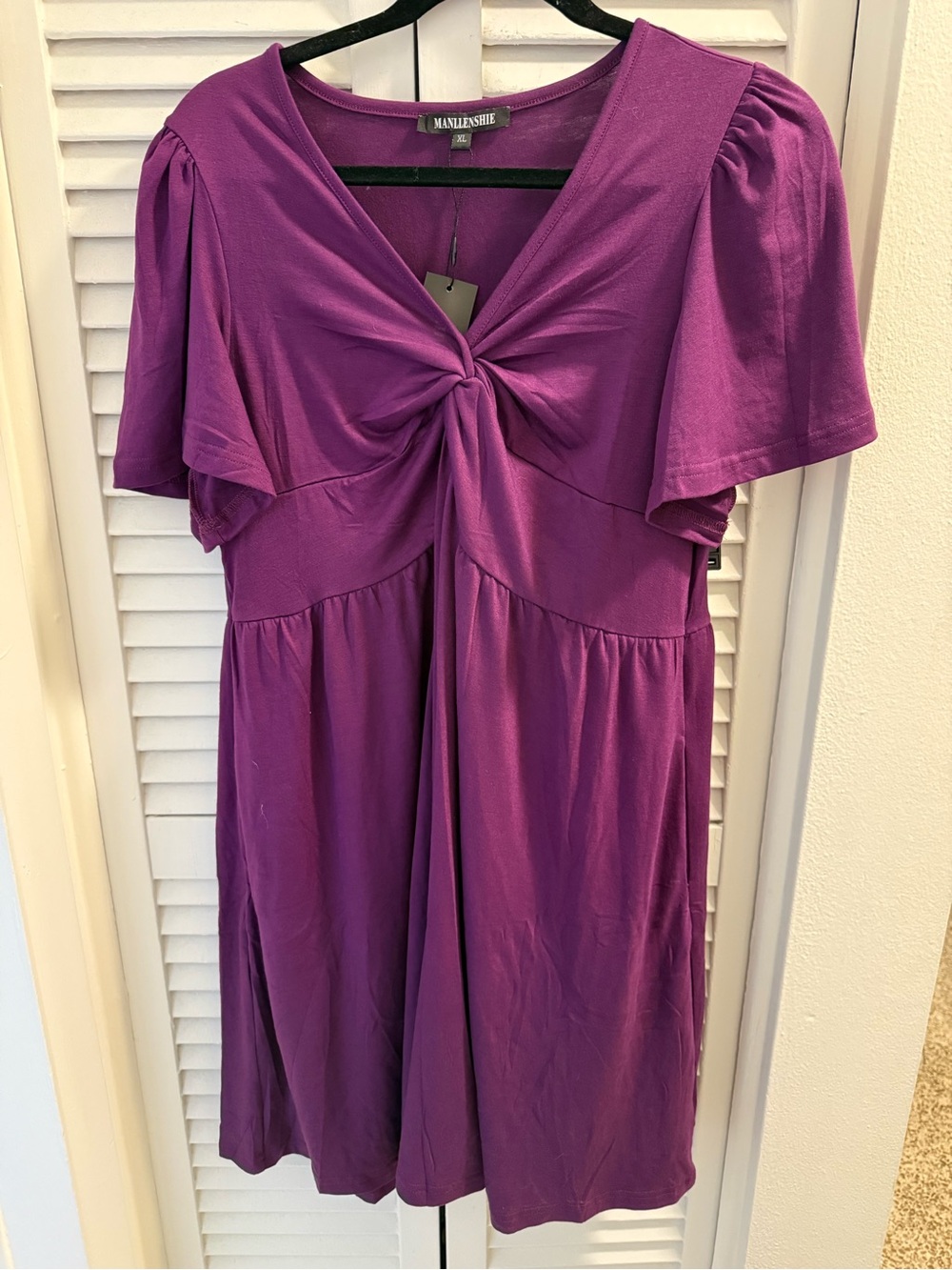 NWT Manllenshie Purple Knot-Front Dress